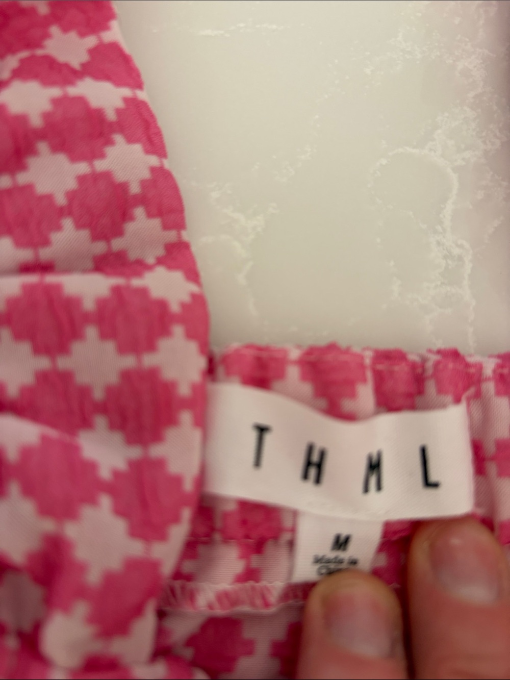 Pink Patterned Ruffle-Strap top - Picture 2 of 3